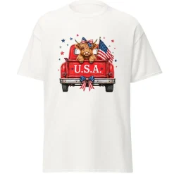Highland Cow in Truck Adult T-Shirt