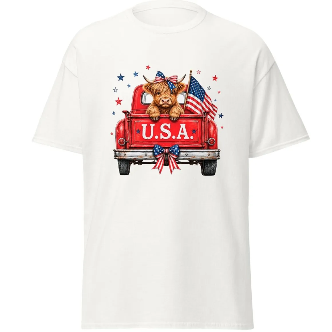 Highland Cow in Truck Adult T-Shirt