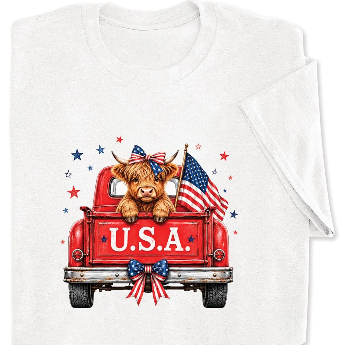 Highland Cow in Truck Adult T-Shirt