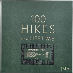 100 Hikes Of A Lifetime Personalized Green Leather-Bound Book