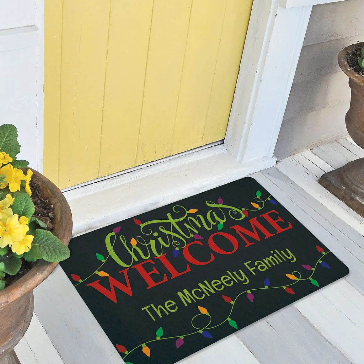 Holiday Lights Personalized Christmas Doormat