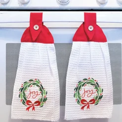 Holiday Wreath Tie Kitchen Towels