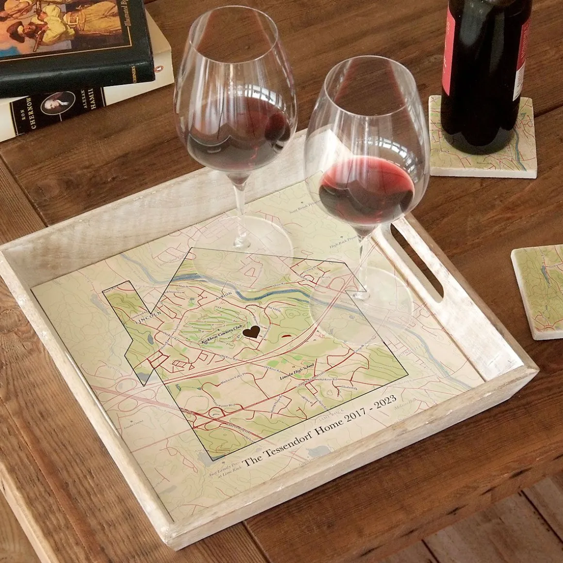 Home Personalized Serving Tray in Natural Wood