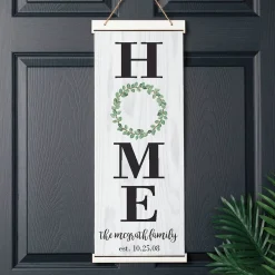 Home Wreath Personalized Hanging Canvas