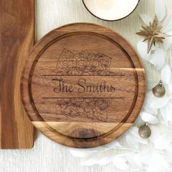 Hydrangea Acacia Cheese Board Personalized Set