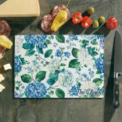 Hydrangea Personalized Glass Cutting Board