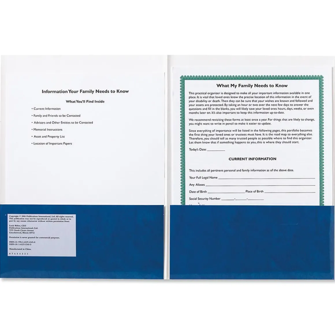 Information My Family Needs to Know Kit