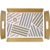 Initialed Stripe Natural Wood Serving Tray