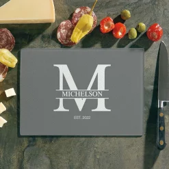 Initial/Family Name Personalized Glass Cutting Board