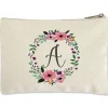 Initial in Wreath Zippered Pouch