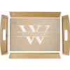 Initial & Last Name Natural Wood Serving Tray