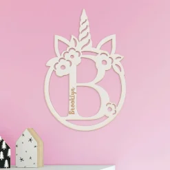 Initial Unicorn Personalized Wooden Plaque