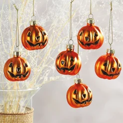 Jack O' Lantern Glass Ornaments
