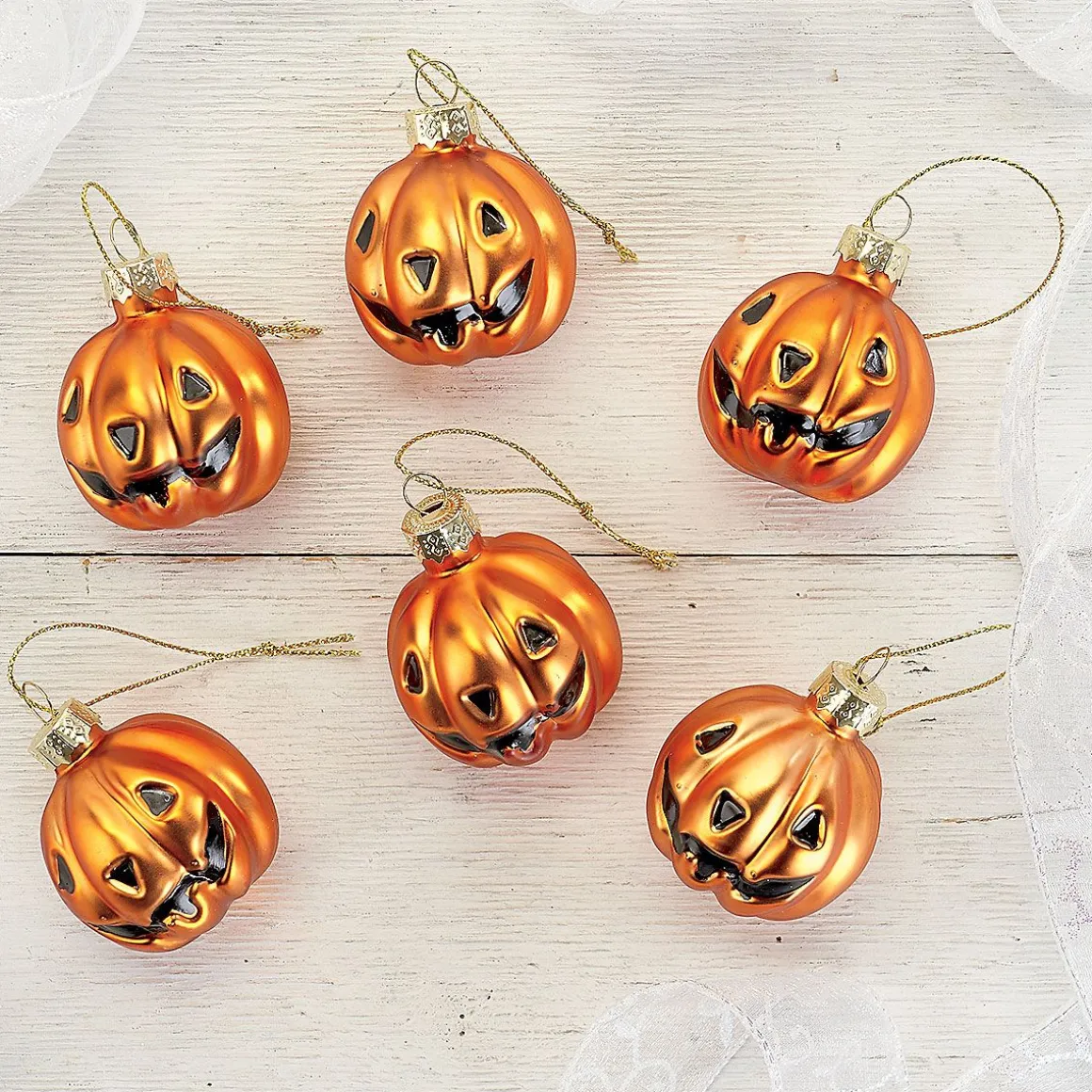 Jack O' Lantern Glass Ornaments