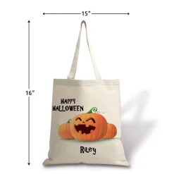 Jack-o'-Lantern Personalized Halloween Canvas Tote