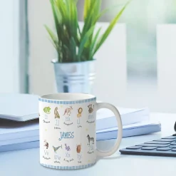 Kids Gingham Alphabet Personalized Animals Mugs
