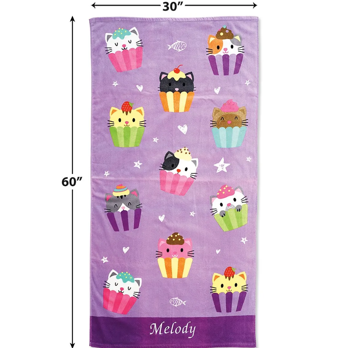 Kitten Cupcake Personalized Towel