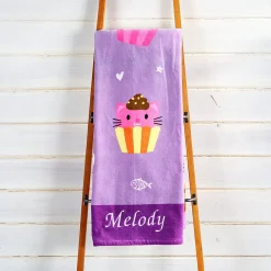 Kitten Cupcake Personalized Towel