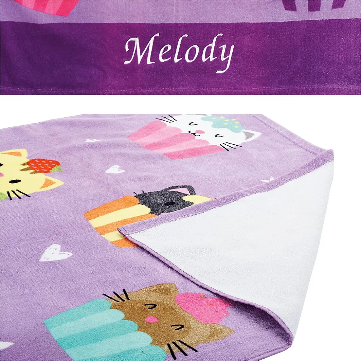 Kitten Cupcake Personalized Towel