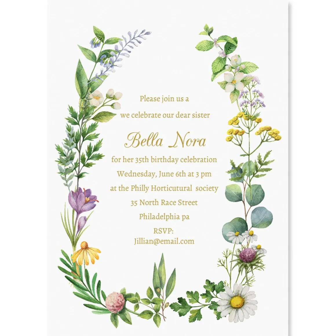 Laurel Botanical Personalized Invitations