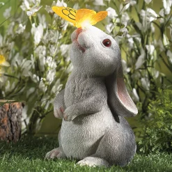 LED Bunny with Butterfly Figurine