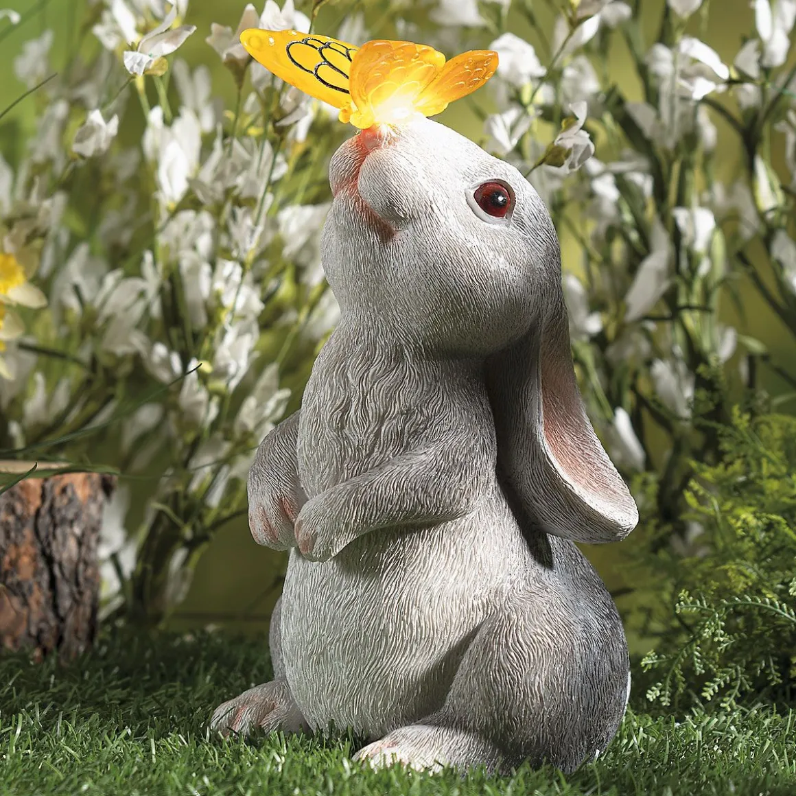 LED Bunny with Butterfly Figurine