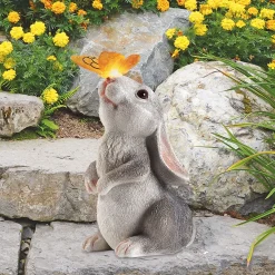 LED Bunny with Butterfly Figurine