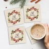 Marble Holiday Berry Personalized Coasters