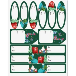 Merry Dinosaurs Gift Wrap To/From Labels