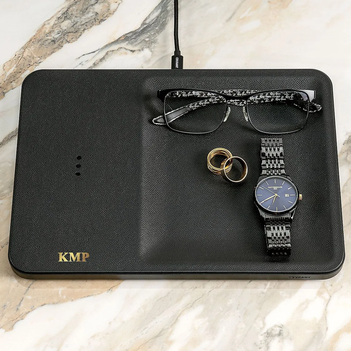 Monogrammed Courant Charging Tray