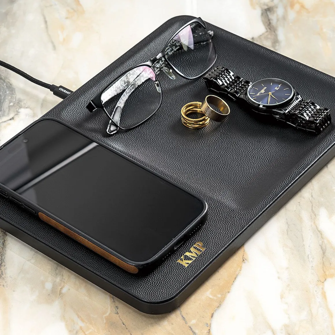 Monogrammed Courant Charging Tray
