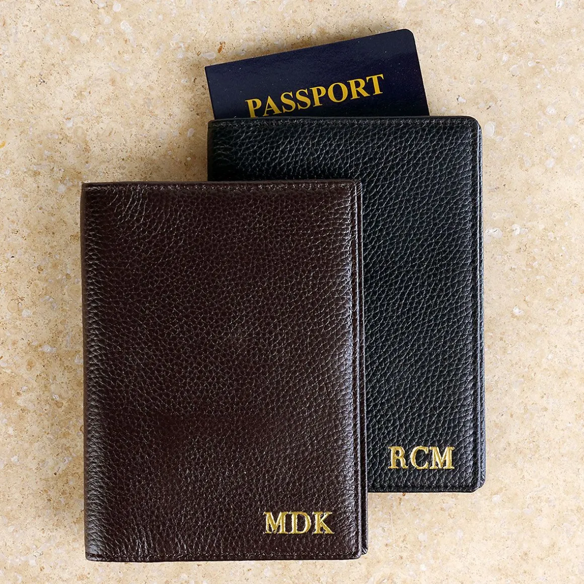 Monogrammed Genuine Leather Passport Holder