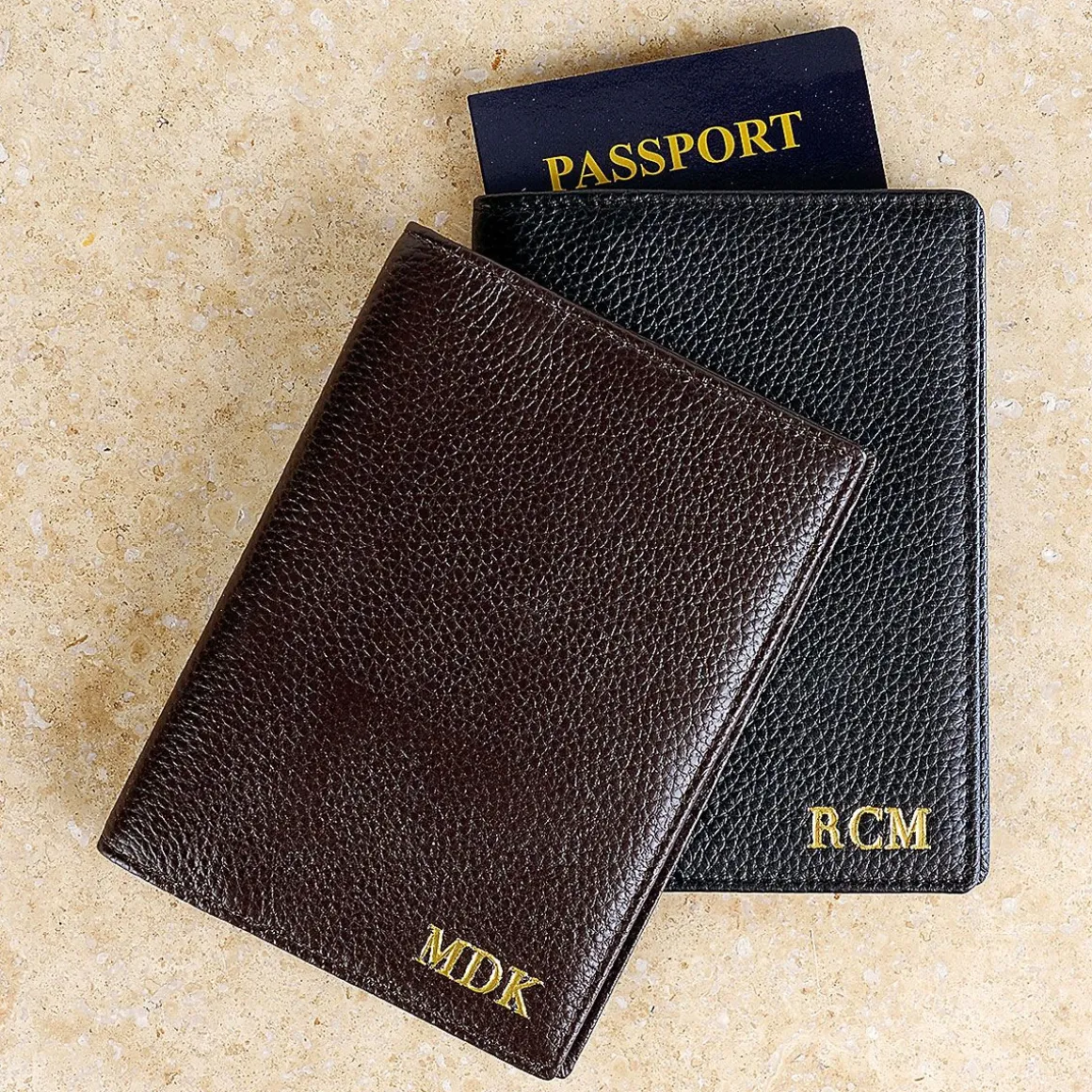 Monogrammed Genuine Leather Passport Holder