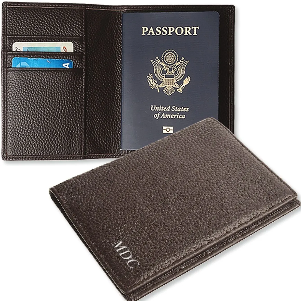 Monogrammed Genuine Leather Passport Holder