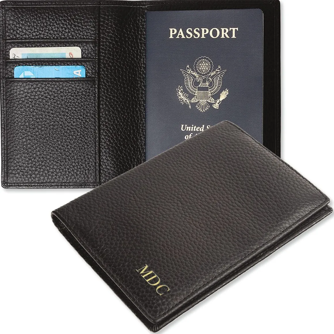 Monogrammed Genuine Leather Passport Holder