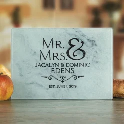 Mr. & Mrs. Personalized Glass Cutting Board