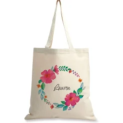 Name in Wreath Personalized Canvas Tote