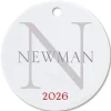 Name with Initial Round Christmas Personalized Ornament