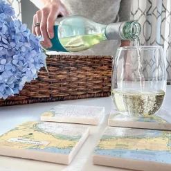 Nautical Chart Map Marble Personalized Coasters