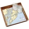 Nautical Chart Personalized Serving Tray in Burnt Wood