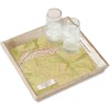 Nautical Chart Personalized Serving Tray in Natural Wood