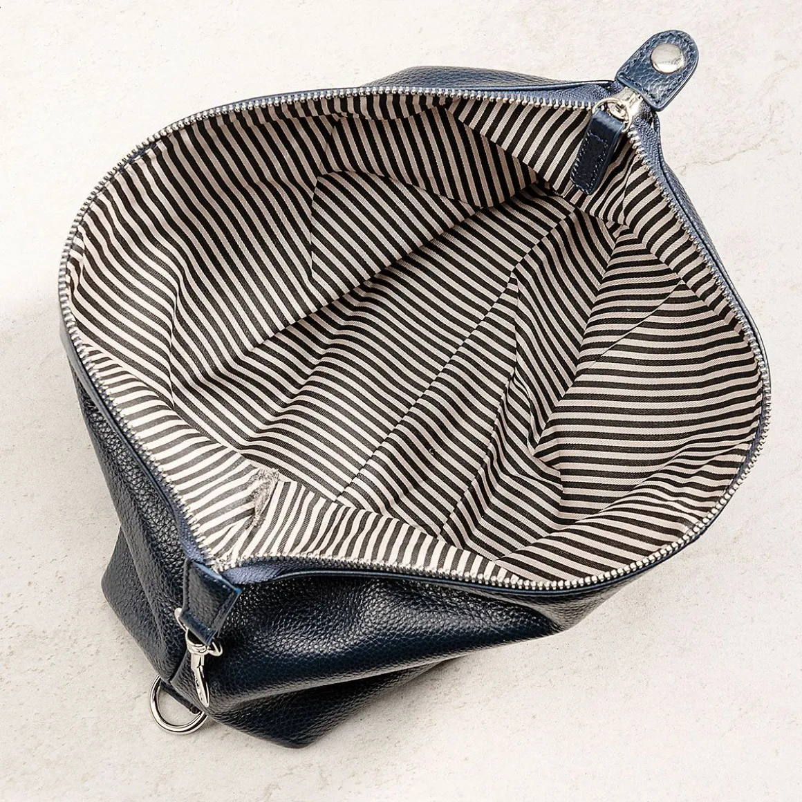 Navy Genuine Leather Monogrammed Toiletry Bag