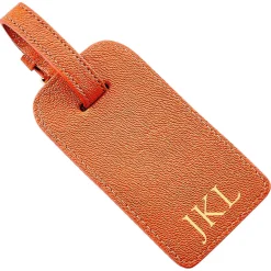 Orange Leather Personalized Luggage Tag