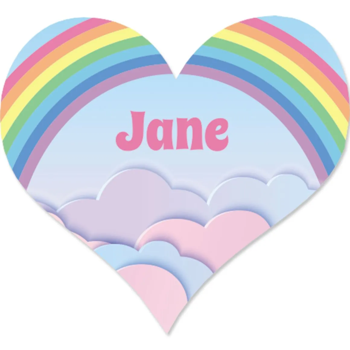 Pastel Rainbow Heart Personalized Stickers