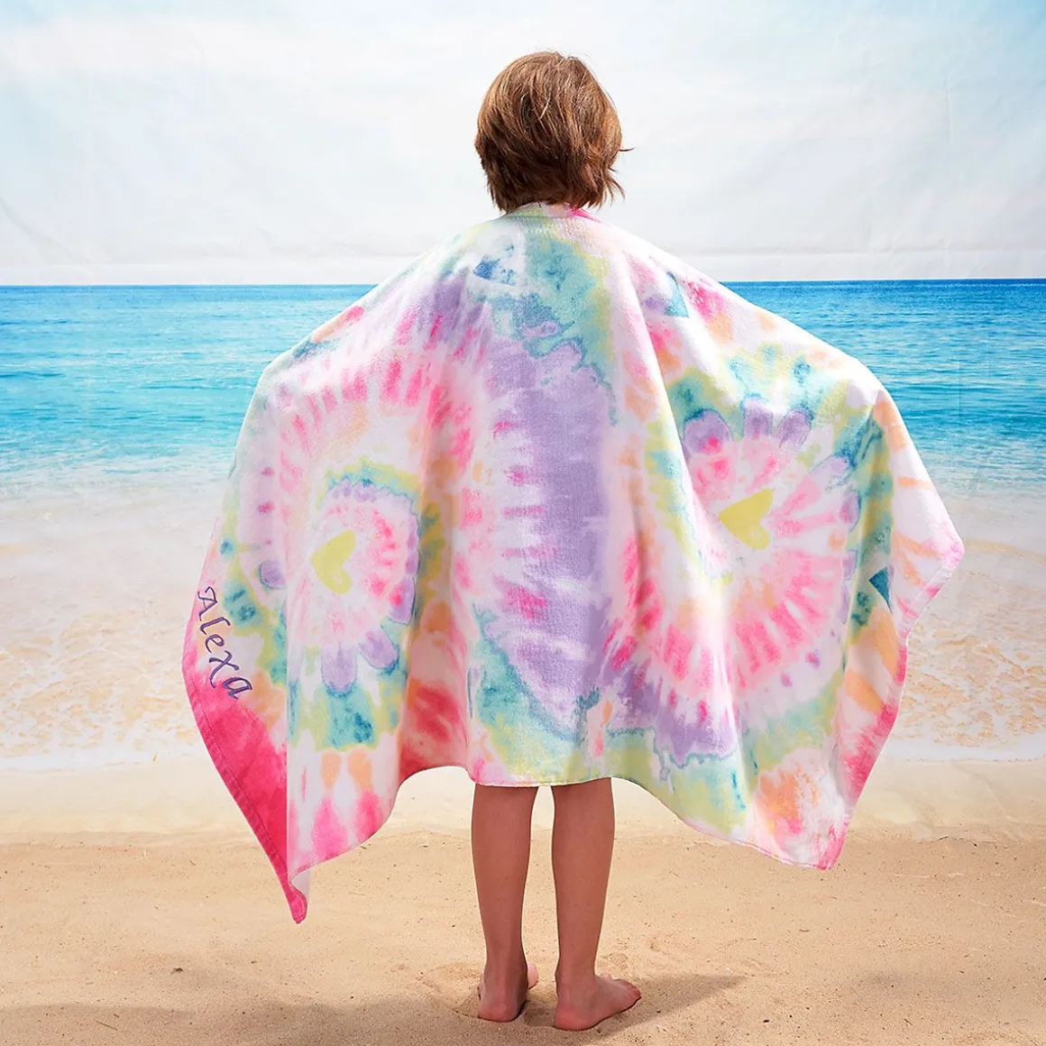 Pastel Tie-Dye Personalized Towel