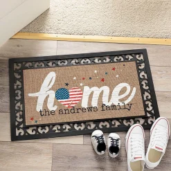 Patriotic Home Insert and Frame Personalized Doormat