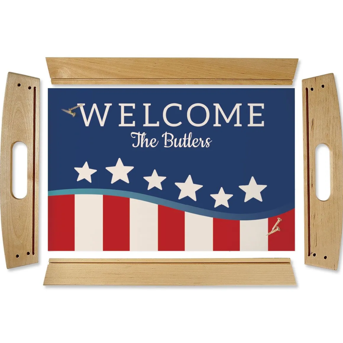 Patriotic Natural Wood Serving Tray