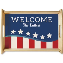 Patriotic Natural Wood Serving Tray