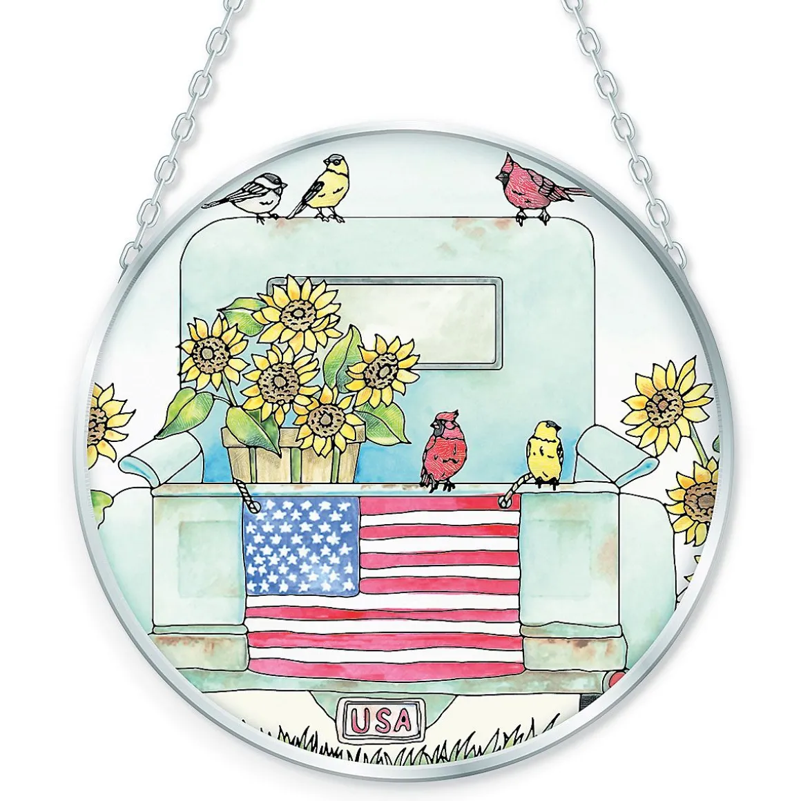 Patriotic Suncatcher with Chain Hanger