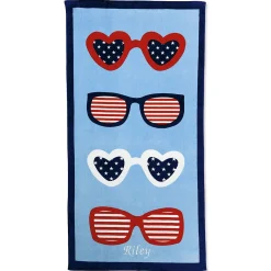 Patriotic Sunglasses Personalized Beach Towel